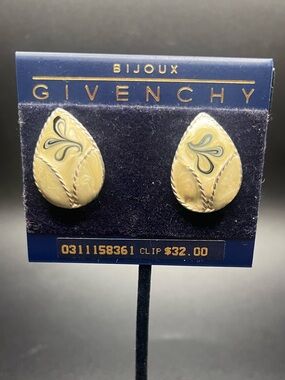 Vintage Givenchy Bijoux Enamel Paisley Clip-On Earrings Original Card